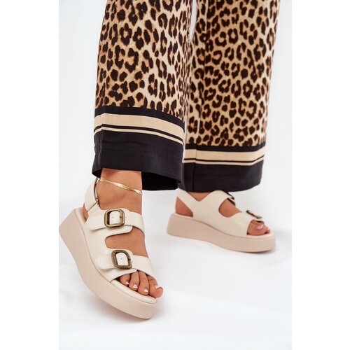 Boto Women's Platform And Wedge Sandals With Buckles Beige Genorre Cene