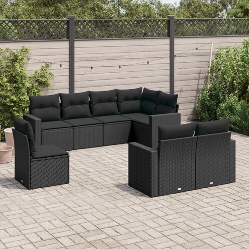 8-dijelni set vrtnih sofa od poliratana s jastucima crni Crna 66 x 62 x 69 cm Slike