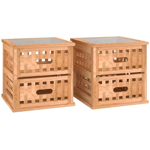  Noćni ormarići 2 kom 34 x 34 x 34 cm od masivnog drva oraha Slike