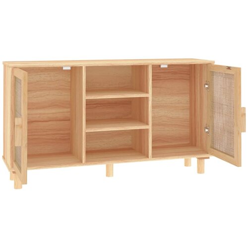  Komoda smeđa 105x30x60 cm masivna borovina i prirodni ratan Slike