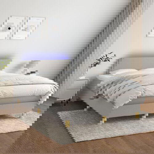 The Living Store Box spring postelja z vzmetnico LED sv. siva 120x200 cm blago - Box Spring Postelja, (21515207) Slike