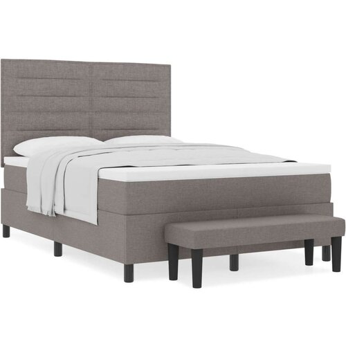  Krevet s opružnom kutijom s madracem i klupom taupe 140x190 cm tkanina Slike