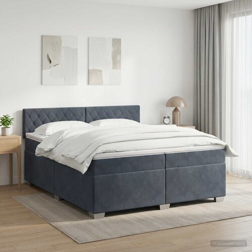  s box springom, madracem i LED-om Tamnosiva 200 x 200 cm Cene