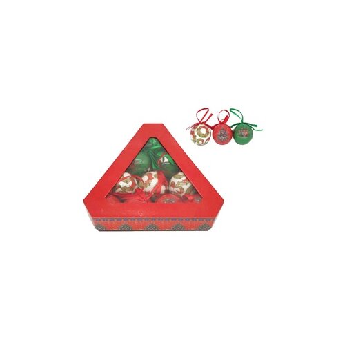 Denis Božićne kuglice 4.5 cm, 10 kom/pak, crvene-zelene-bele Slike