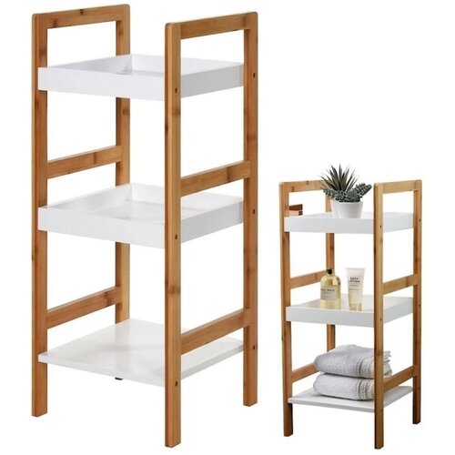 Vilde 569096 -Kupatilska polica na 3 nivoa, bambus 30x30x72 cm Slike
