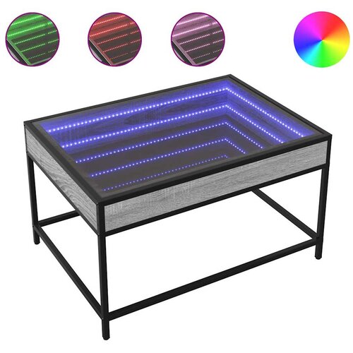  Stolić s beskonačnim LED svjetlima boja hrasta 70x50x41 cm Slike