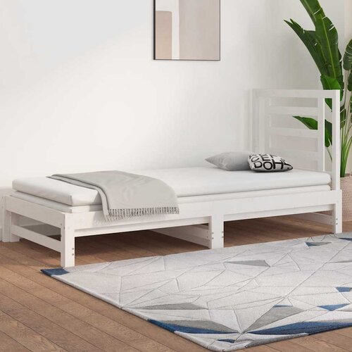  Dnevni ležaj na izvlačenje bijeli 2x(90x200)cm masivna borovina Cene