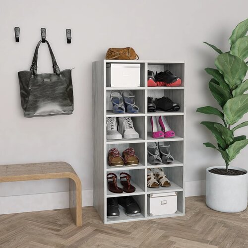 VidaXL Stojalo za čevlje betonsko sivo 54x34x100 cm iverna plo&amp;scaron;ča Slike