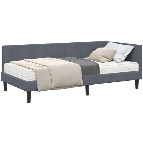 Kutni krevetni okvir s madracem 2 kom. Tamnosiva 90 x 200 cm Slike