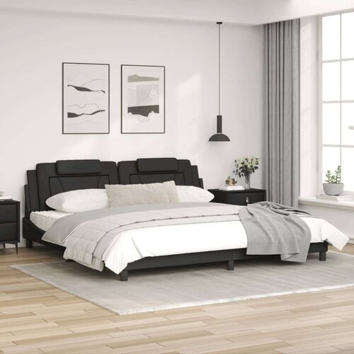 Okvir kreveta s LED svjetlima crni 200 x 200 cm od umjetne kože Slike