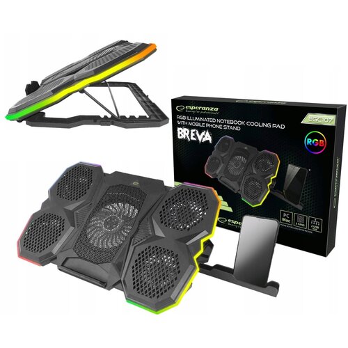  LED RGB gaming LCD rashladna podloga za laptop 5x ventilator 2x USB BREVA Slike