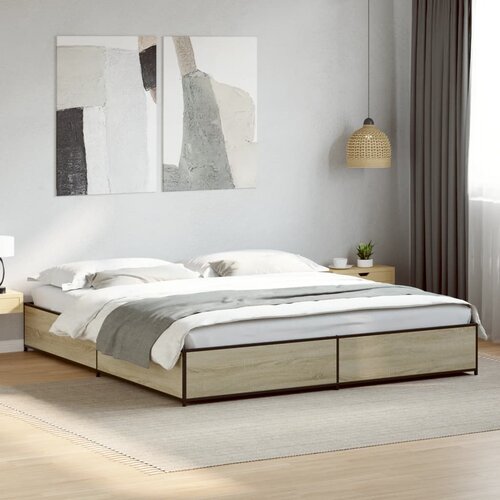  Okvir za krevet boja hrasta 180x200cm konstruirano drvo i metal Cene