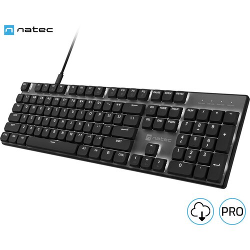 Natec Žična tipkovnica AMBERJACK, profesionalna, tiha mehanska stikala, LED osvetlitev, Hot-Swap, F1-F12, Windows / Android / Linux, USB-C, črno-siva, (5000517154) Cene