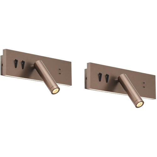 QAZQA Set van 2 moderne wandlampen donkerbrons verstelbaar met USB-C incl. LED - Modric Slike