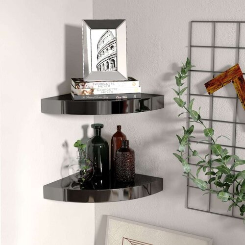  Plutajuće kutne police 2 kom sjajne crne 25 x 25 x 3 8 cm MDF Slike