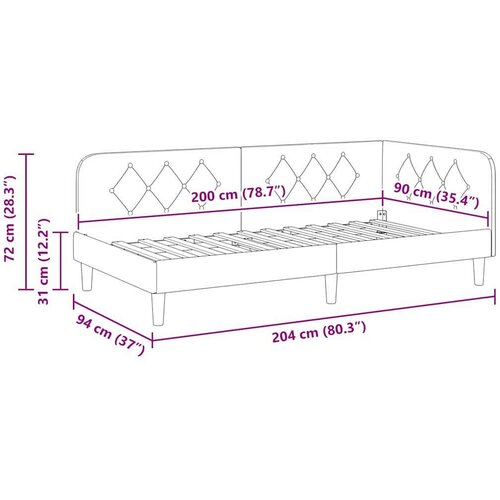  Kutni okvir kreveta s uzglavljem Žuta 90 x 200 cm Bar&amp;scaron;un Slike