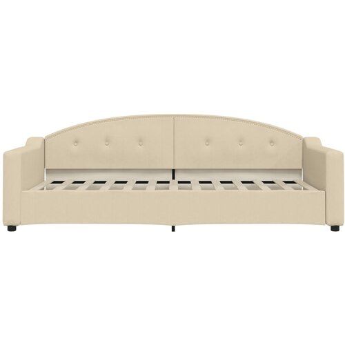  Dnevni krevet s madracem krem 90 x 200 cm od tkanine Slike