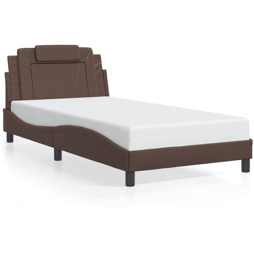 Maison Chic Posteljni okvir - Enojna postelja - Postelja za odrasle z vzglavjem rjav 100x200 cm umetno usnje-J9612, (21765533) Cene