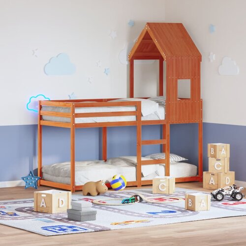 VidaXL Streha za otro&amp;scaron;ko posteljo vo&amp;scaron;čeno rjava 60x99x139,5cm borovina Slike