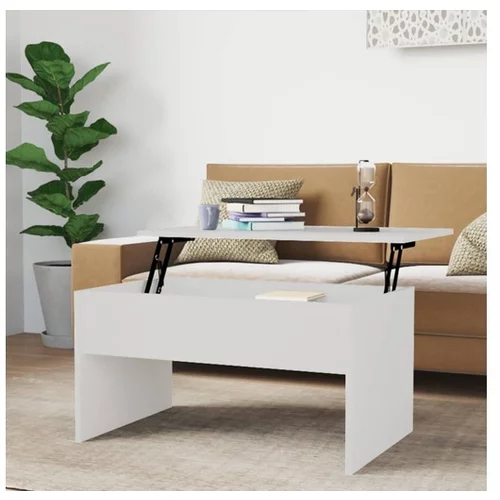  Klubska mizica visok sijaj bela 80x50,5x41,5 cm konstr. les