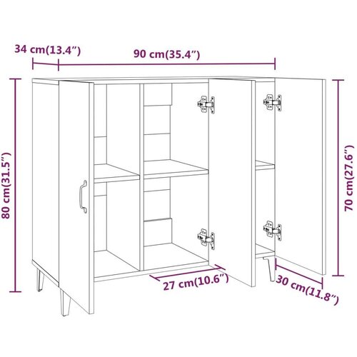  Komoda boja dimljenog hrasta 90 x 34 x 80 cm konstruirano drvo Slike