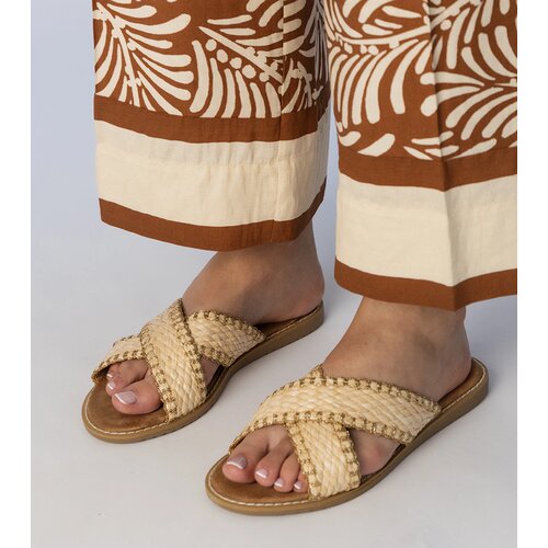 Gemre Beige braided women's slippers Ellinara Cene