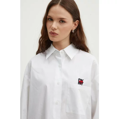 Dkny Pamučna košulja HEART OF NY za žene, boja: bijela, relaxed, s klasičnim ovratnikom, D2B4A103