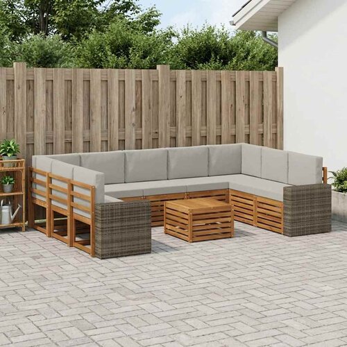  Setovi sofa 10 pcs Prirodna i svjetlosiva Čvrsto drvo akacije Cene