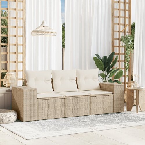 vidaXL 3-dijelni set vrtnih sofa od poliratana s jastucima bež Cijene