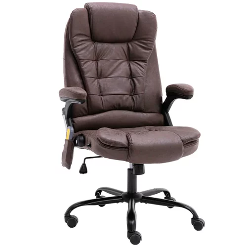 vidaXL Masažna uredska stolica od umjetne brušene kože tamnosmeđa
