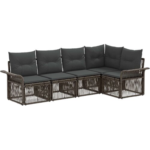 vidaXL Vrtna sedežna garnitura 5 pcs Siva poli ratan, (5000269948) Cene