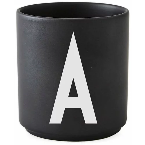 Design Letters Črna porcelanasta skodelica Alphabet A, 250 ml