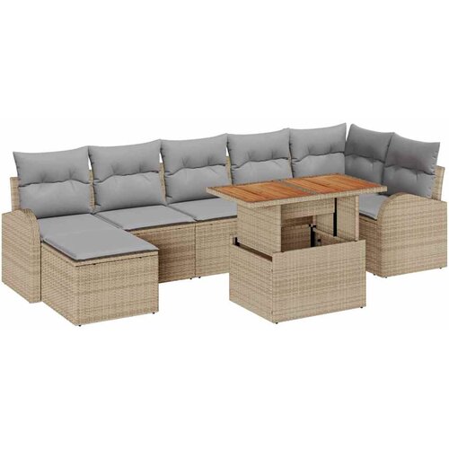 vidaXL Vrtna sedežna garnitura s shranjevanjem 8 pcs Bež Poly ratan, (5000145128) Cene