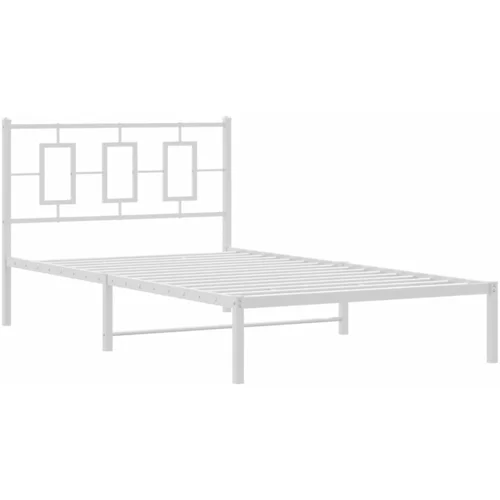 vidaXL Kovinski posteljni okvir z vzglavjem bel 107x203 cm, (21038518)