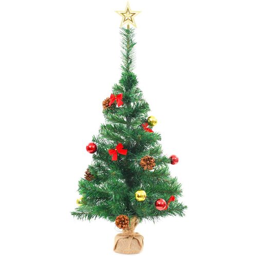  Umjetno osvijetljeno božićno drvce s kuglicama zeleno 64 cm Slike