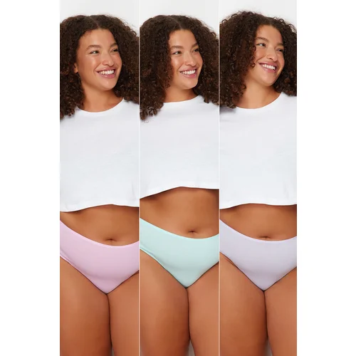 Trendyol Curve Pink-Blue-Lilac 3-Pack Panties