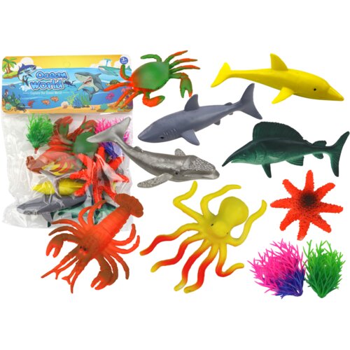  Set of Sea Animal Figurines 8 Pieces Aquatic Plants Cene