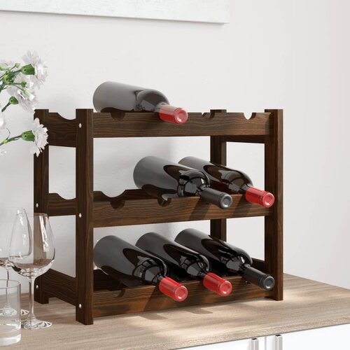 vidaXL Stojalo za vino 12 steklenic rjava trdna borovina Cene