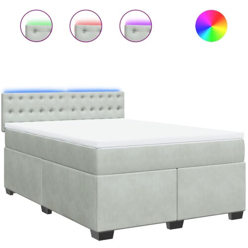 VidaXL Box spring postelja z vzmetnico svetlo siva 140x200 cm žamet, (21308045) Slike