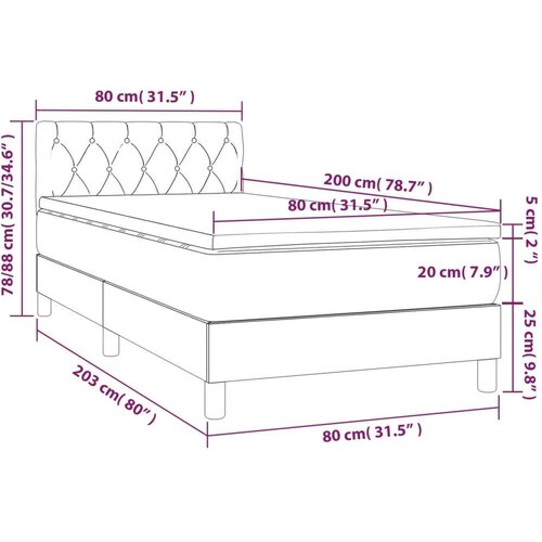  Krevet s oprugama i madracem smeđesivi 80x200 cm od tkanine Slike