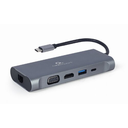 Docking USB Type-C 7-in-1 multi-port adapter (Hub3.0 + HDMI + VGA + PD + card reader + stereo audio), space grey Slike