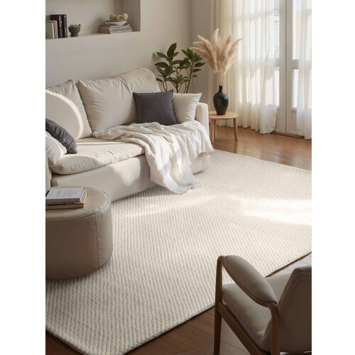 Elle Decoration Kremno bela ročno tkana volnena preproga 140x200 cm Lyon Beans &amp;ndash; Slike