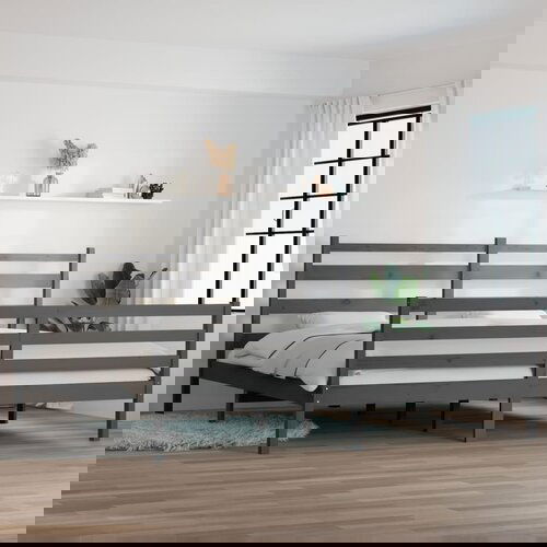 VidaXL Okvir za krevet od masivne borovine 200 x 200 cm sivi Slike