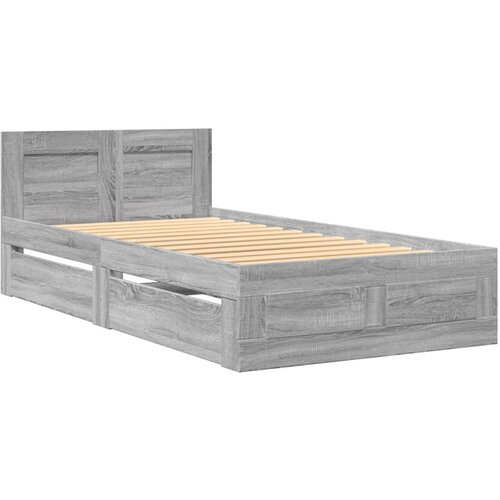 VidaXL Posteljni okvir z vzglavjem siva sonoma 90x190 cm inž. les, (21303420) Slike