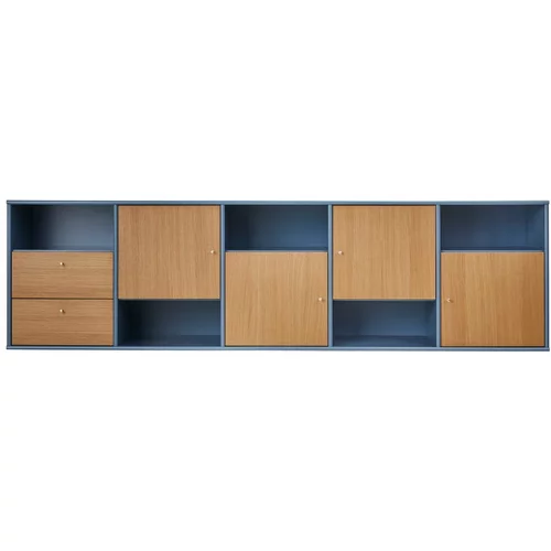 Hammel Furniture Plava/u prirodnoj boji niska viseća komoda u dekoru hrasta 220x61 cm Mistral –