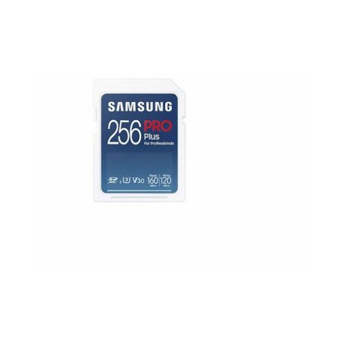 Samsung SD Card 256GB, PRO Plus, SDXC, UHS-I U3 V30 Class10, Read up to 160MB/s, Write up to 120 MB/s, for 4K and FullHD video recording ( MB-SD256 Slike