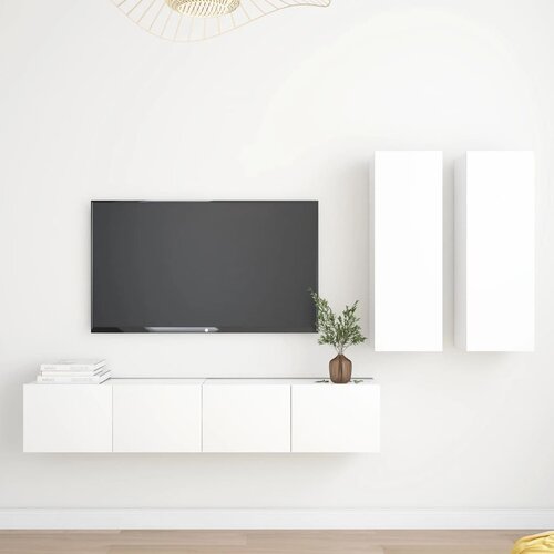 Furnova Komplet TV omaric 4-delni bela iverna plo&amp;scaron;ča, (21922599) Slike