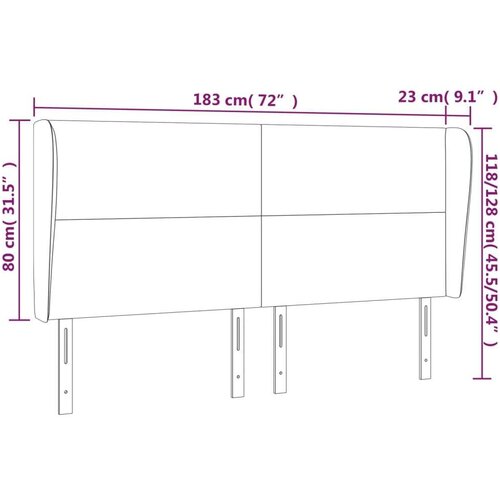  Uzglavlje s u&amp;scaron;ima crno 183x23x118/128 cm od umjetne kože Slike