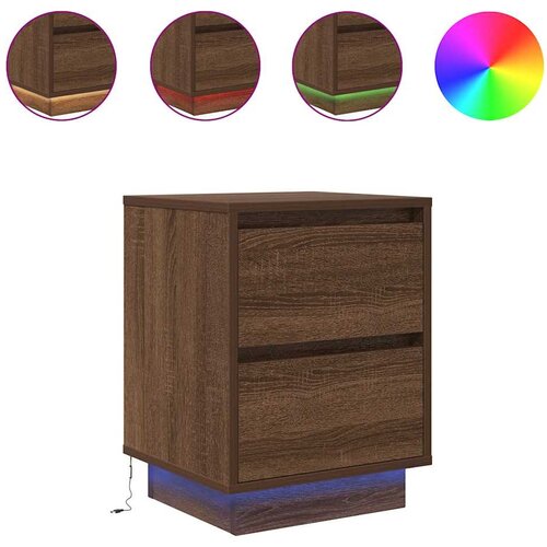 Maison Chic Dvo delni komplet Nočne omarice - Nočne mize z LED lučmi Rjavi hrast 38x34x50 cm, (21688160) Slike