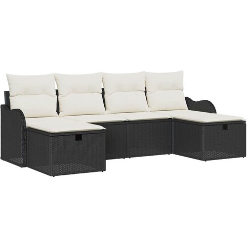 vidaXL Kavčna garnitura z blazino 6 pcs Črna in krem poli ratan, (5000138372) Cene